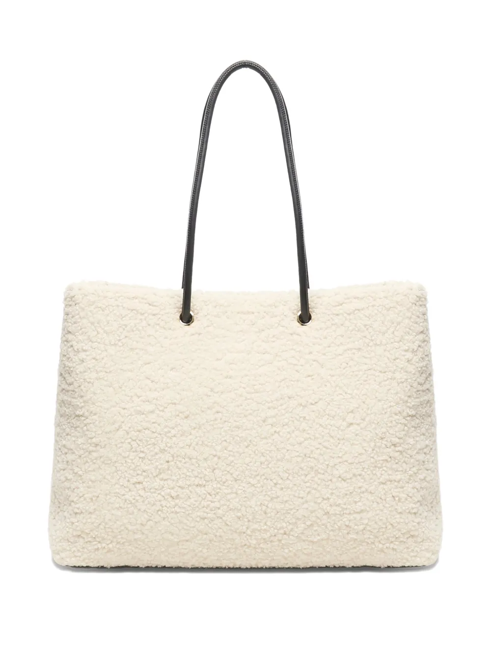V73 Teddy-embellished Shearling Tote Bag In Neutral