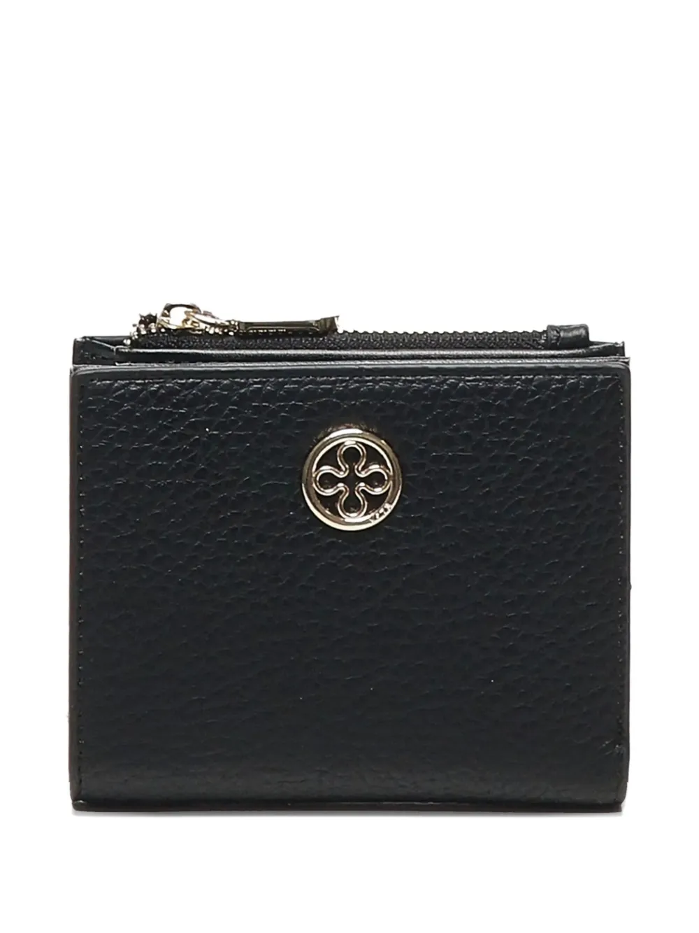 V73 Logo-plaque Zip-top Wallet In Black