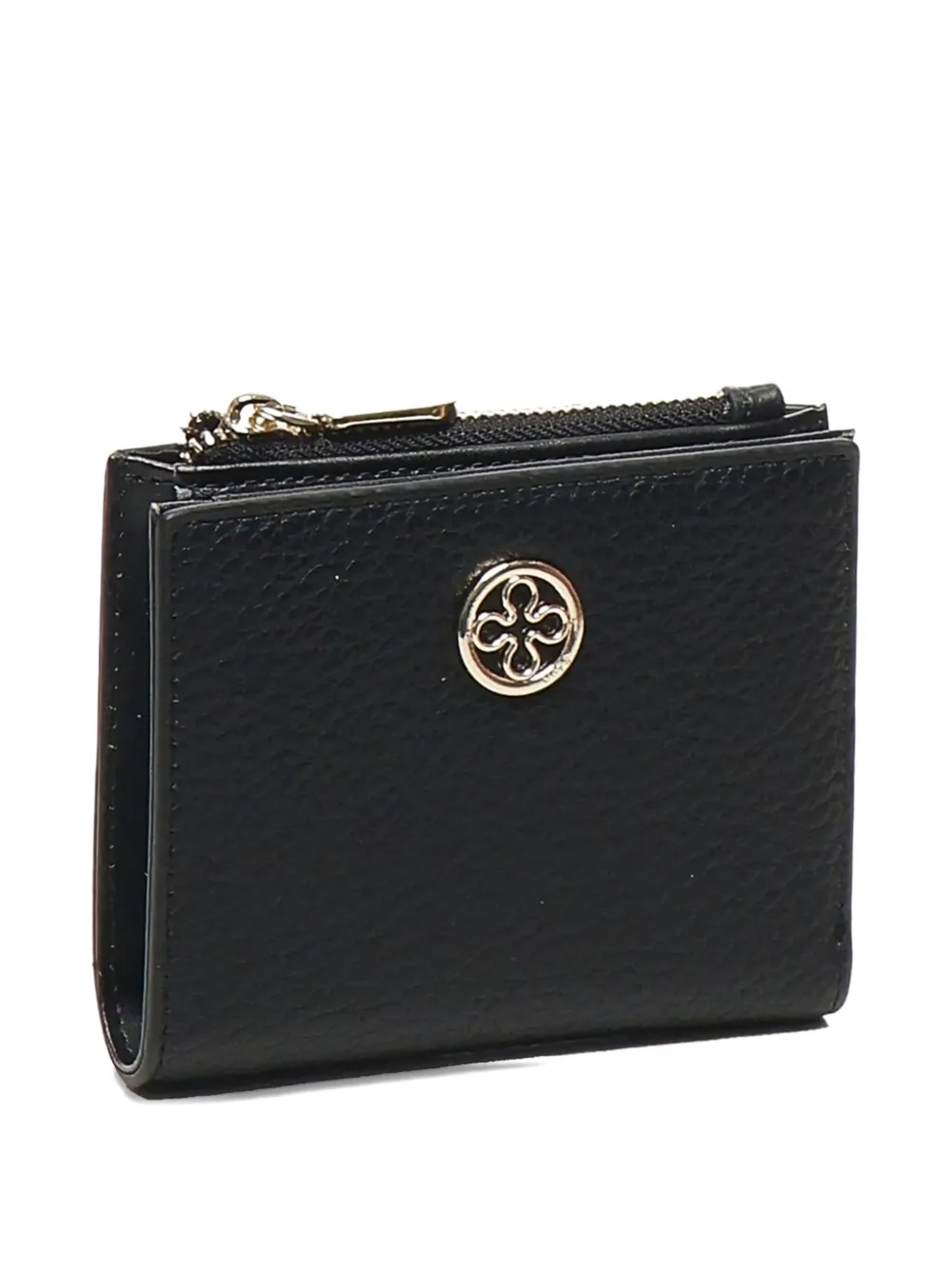 V73 Logo-plaque Zip-top Wallet In Black