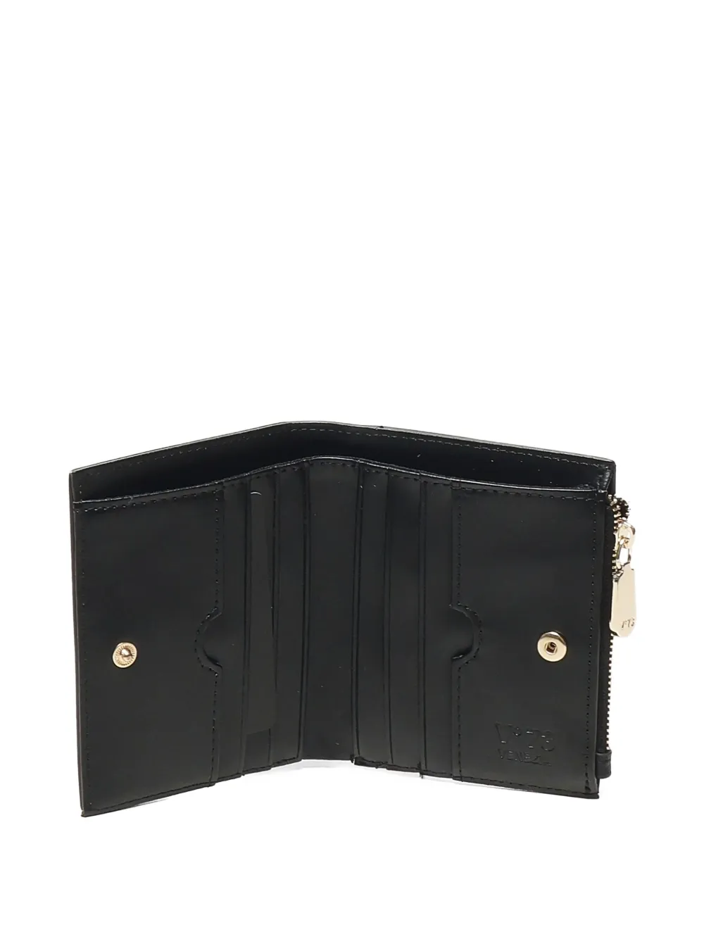 V73 Logo-plaque Zip-top Wallet In Black