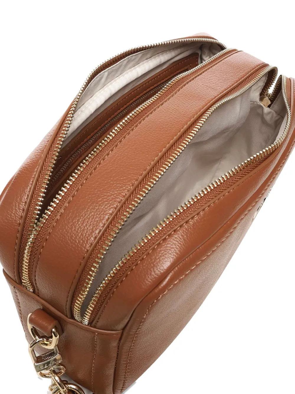 V73 Double-zip Charm Shoulder Bag In Brown