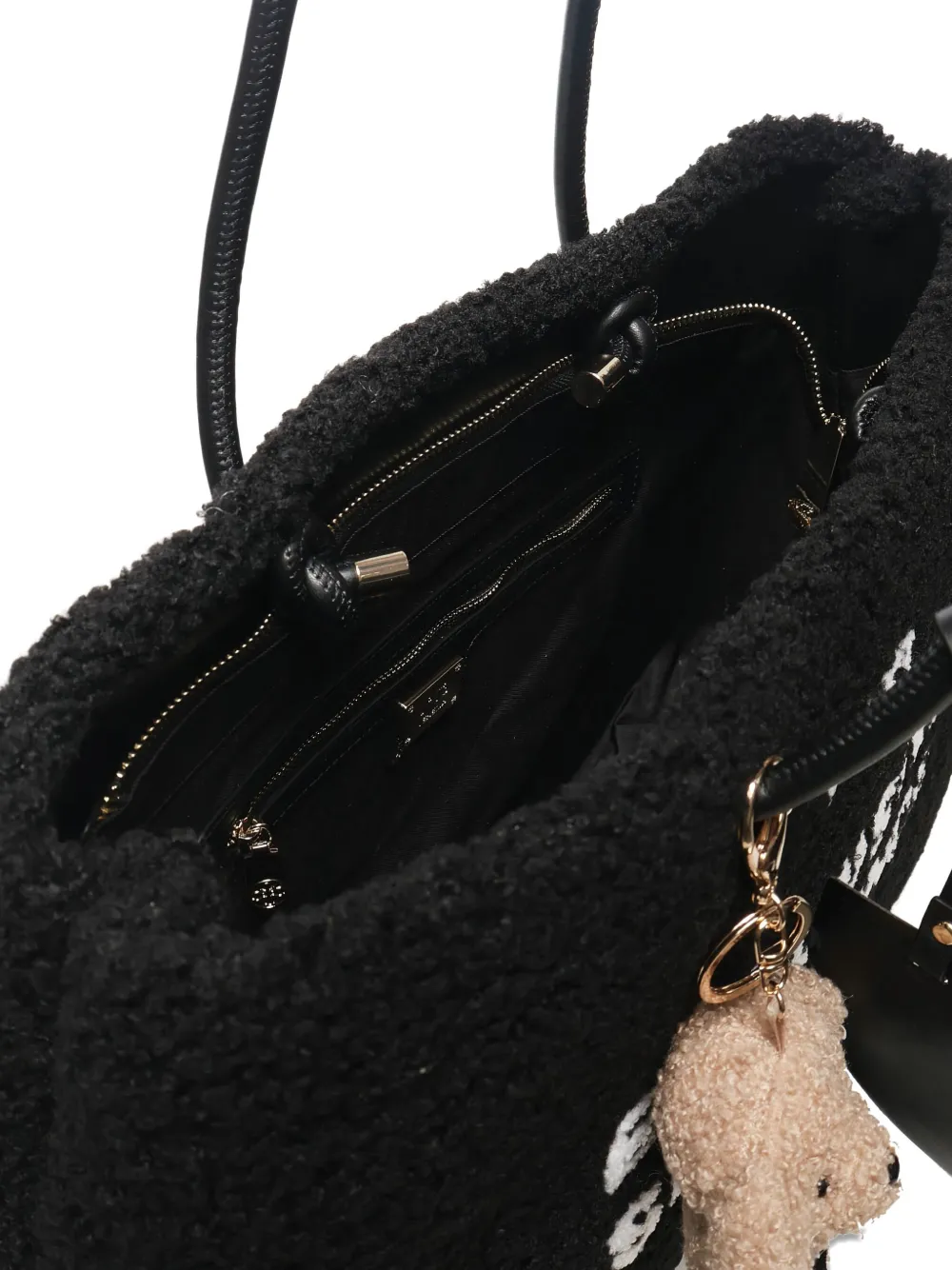 V°73 Shopper verfraaid met teddybeer Zwart