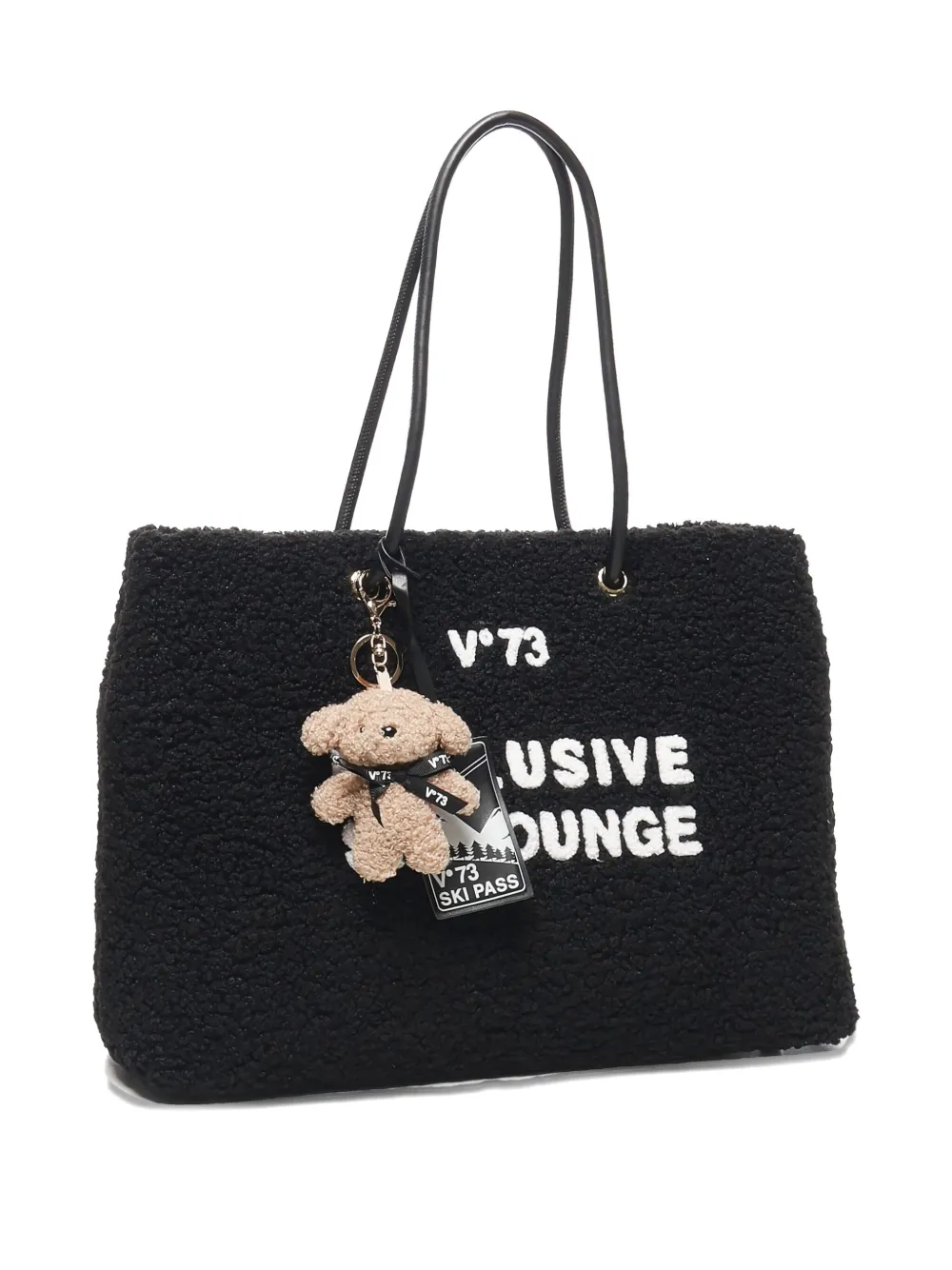 V°73 Shopper verfraaid met teddybeer Zwart