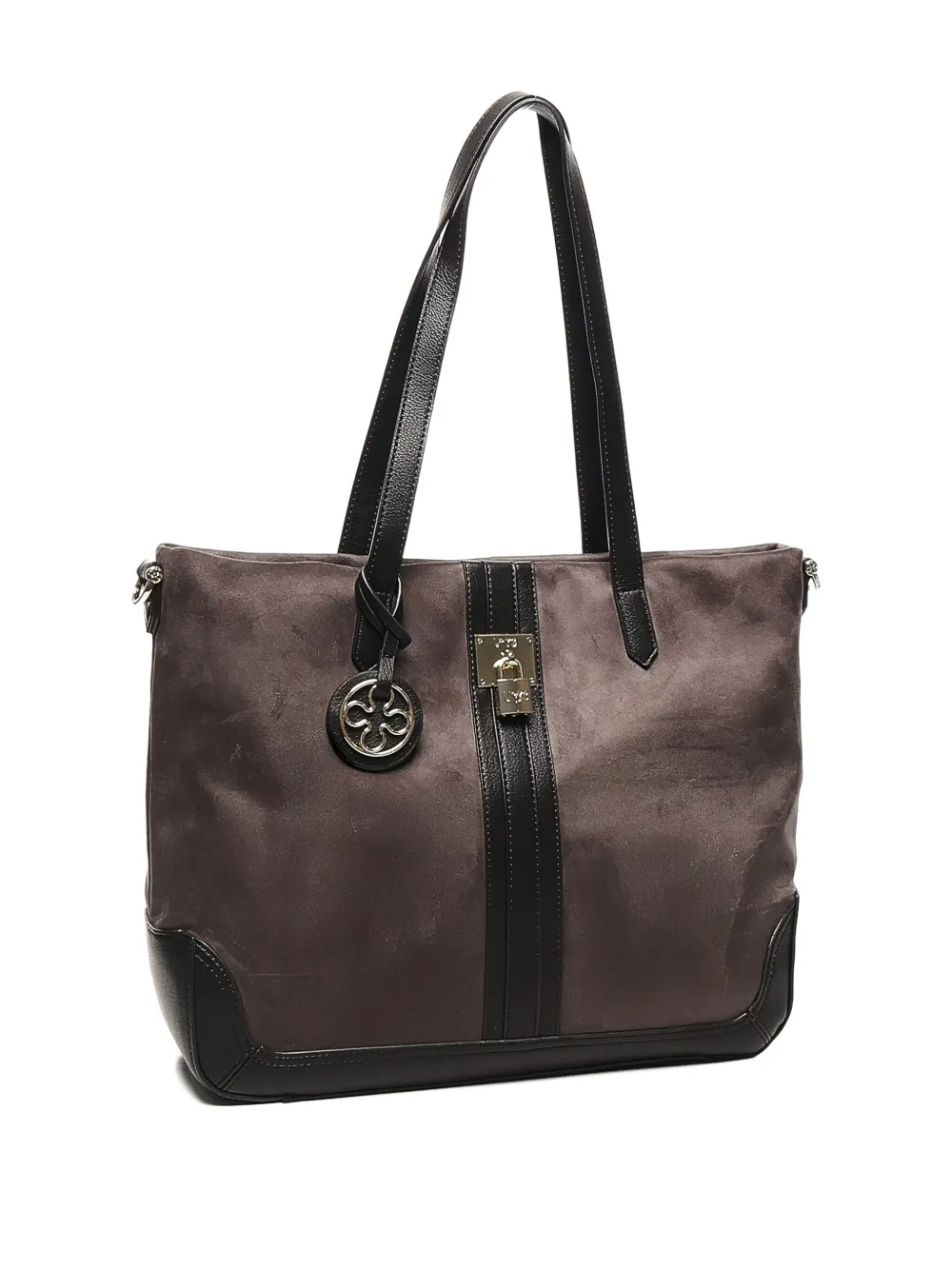 V73 Lock-detail Top-handle Shoulder Bag In Gray