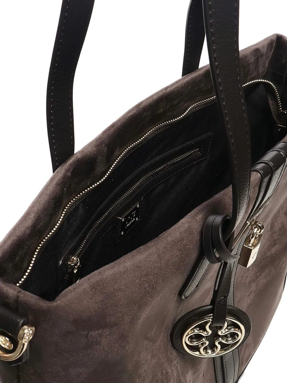 V73 Lock-detail Top-handle Shoulder Bag In Gray