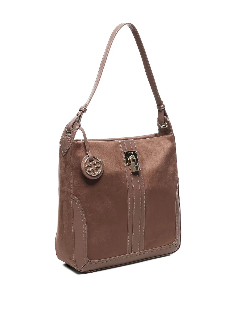 V73 Georgia Suede Leather-trimmed Shoulder Bag In Brown