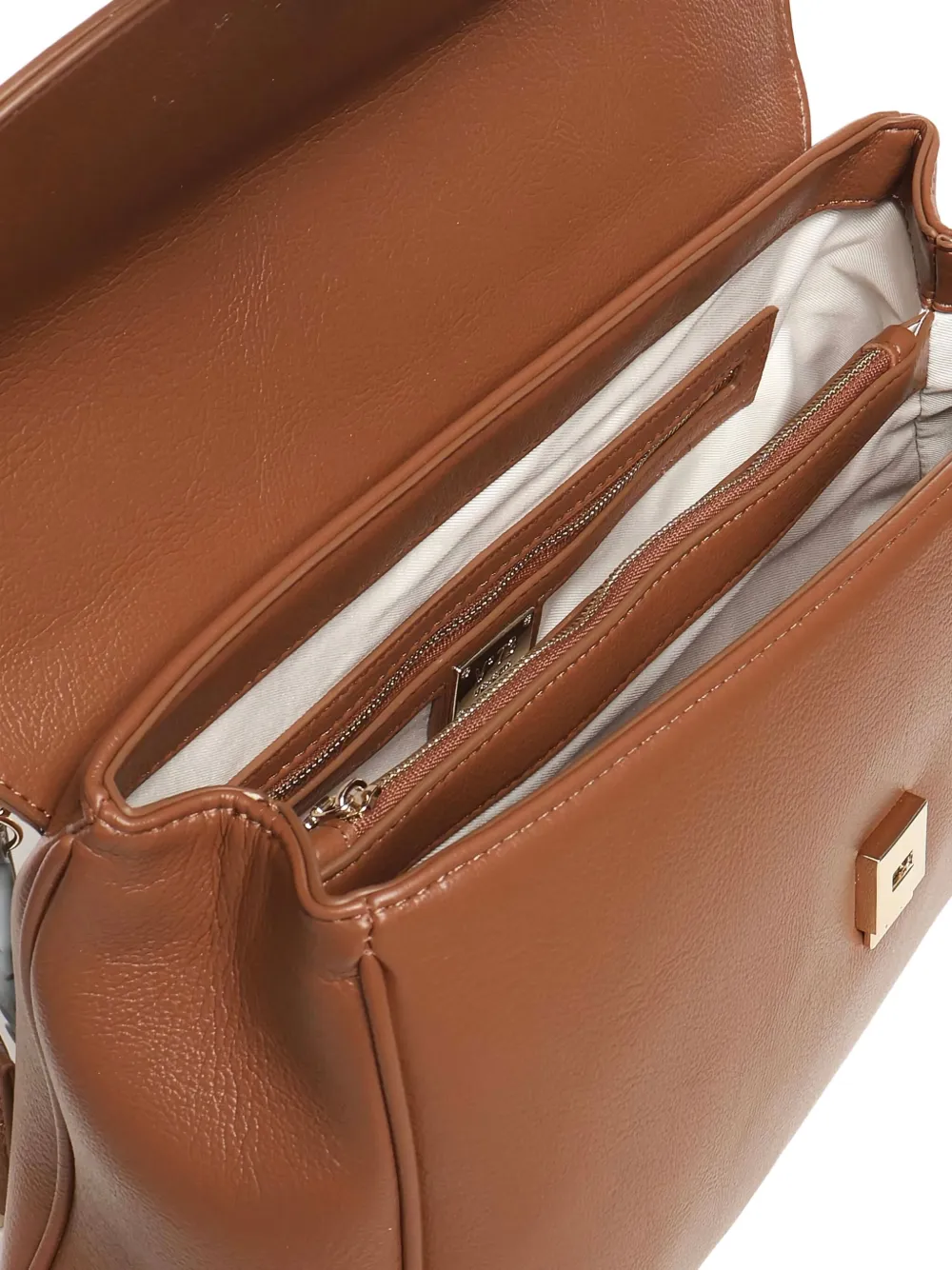 V73 Flap Detailed Shoulder Bag In Brown