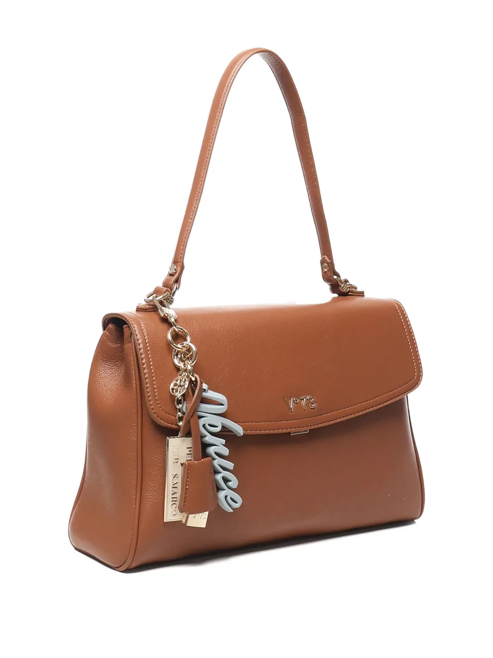 V73 Flap Detailed Shoulder Bag In Brown