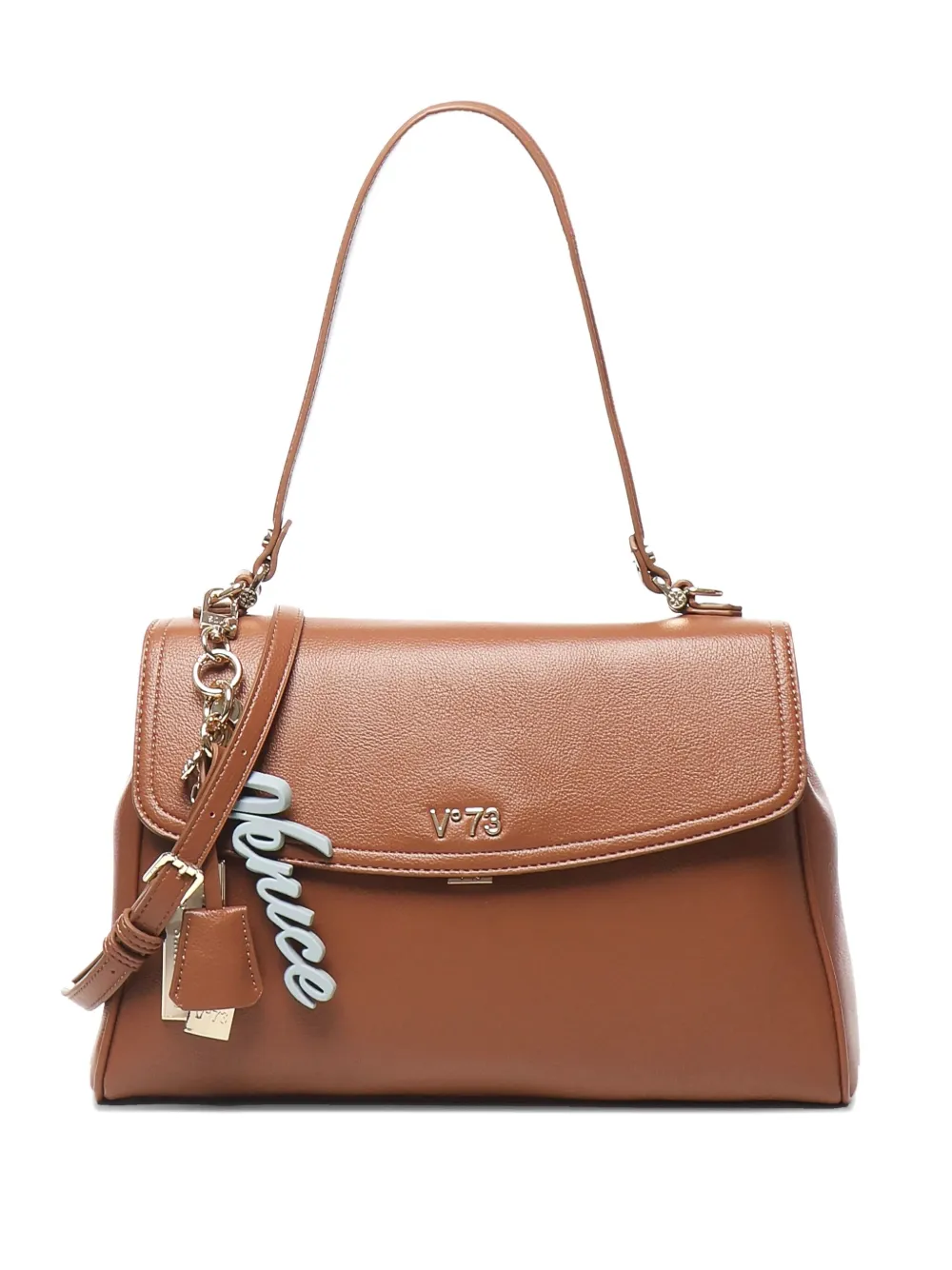 V73 Flap Detailed Shoulder Bag In Brown