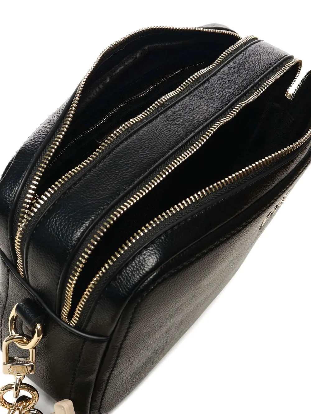 V73 Double-zip Charm Shoulder Bag In Black