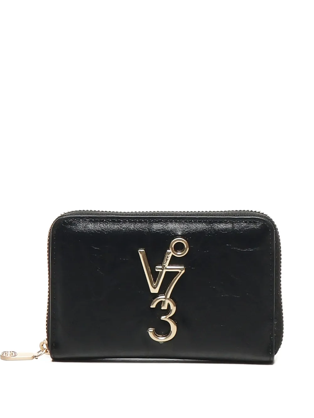 V73 Zip-around Logo-plaque Purse In Black