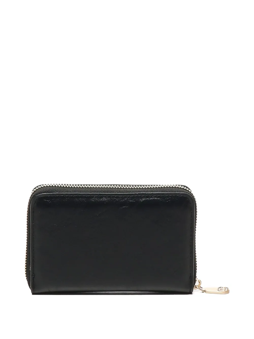 V73 Zip-around Logo-plaque Purse In Black