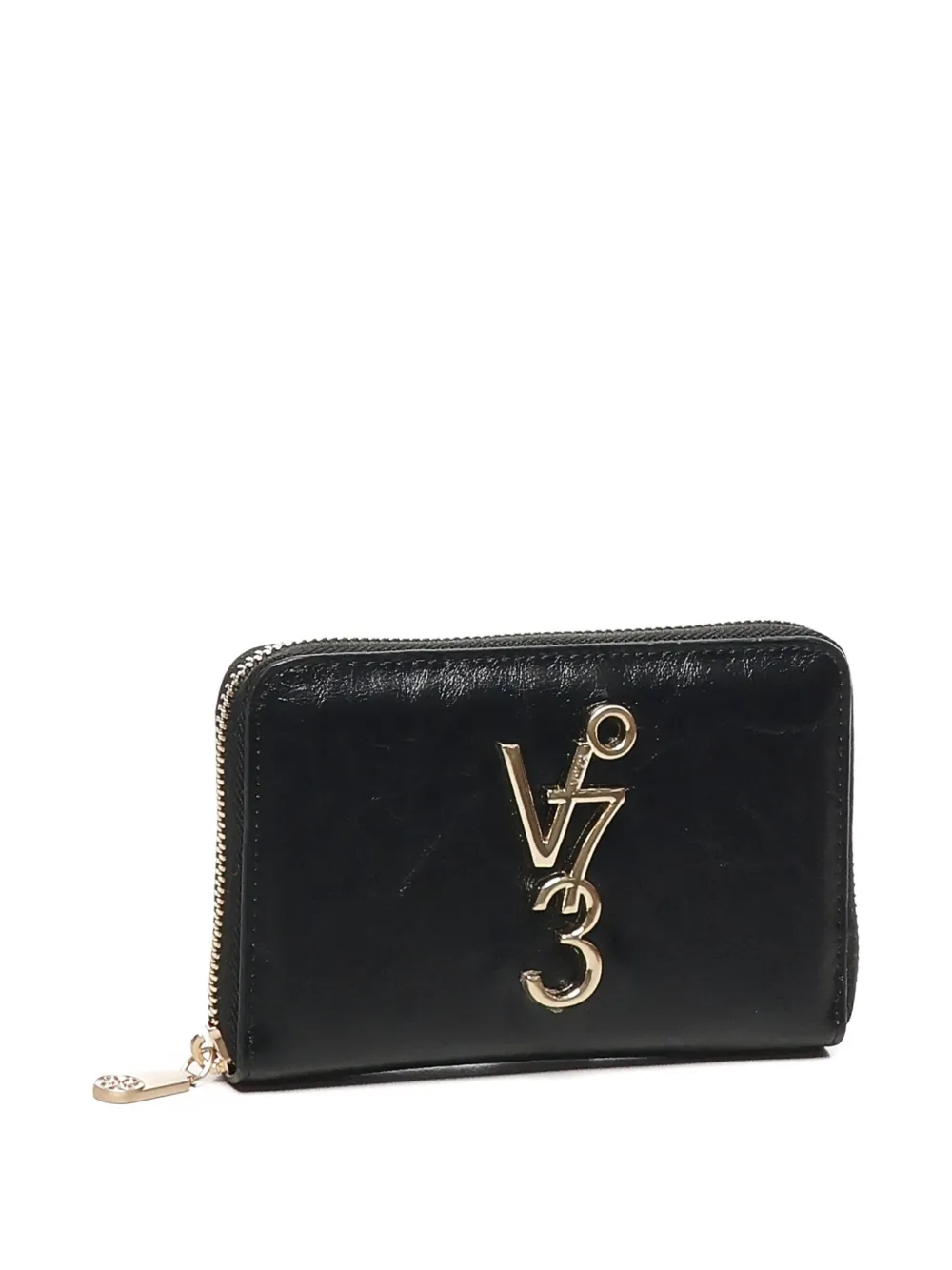 V73 Zip-around Logo-plaque Purse In Black