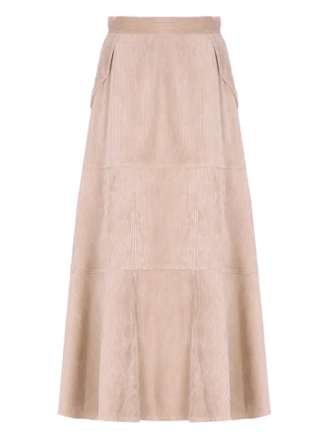 D.Exterior corduroy flared maxi skirt