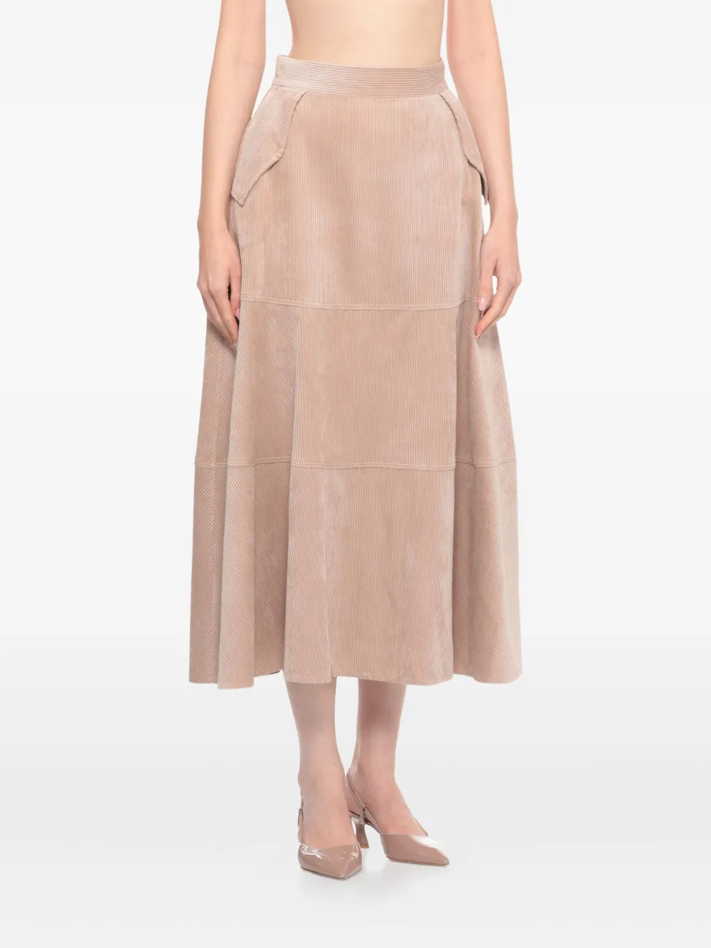 D.Exterior corduroy flared maxi skirt | A-Line Skirts | Image 2