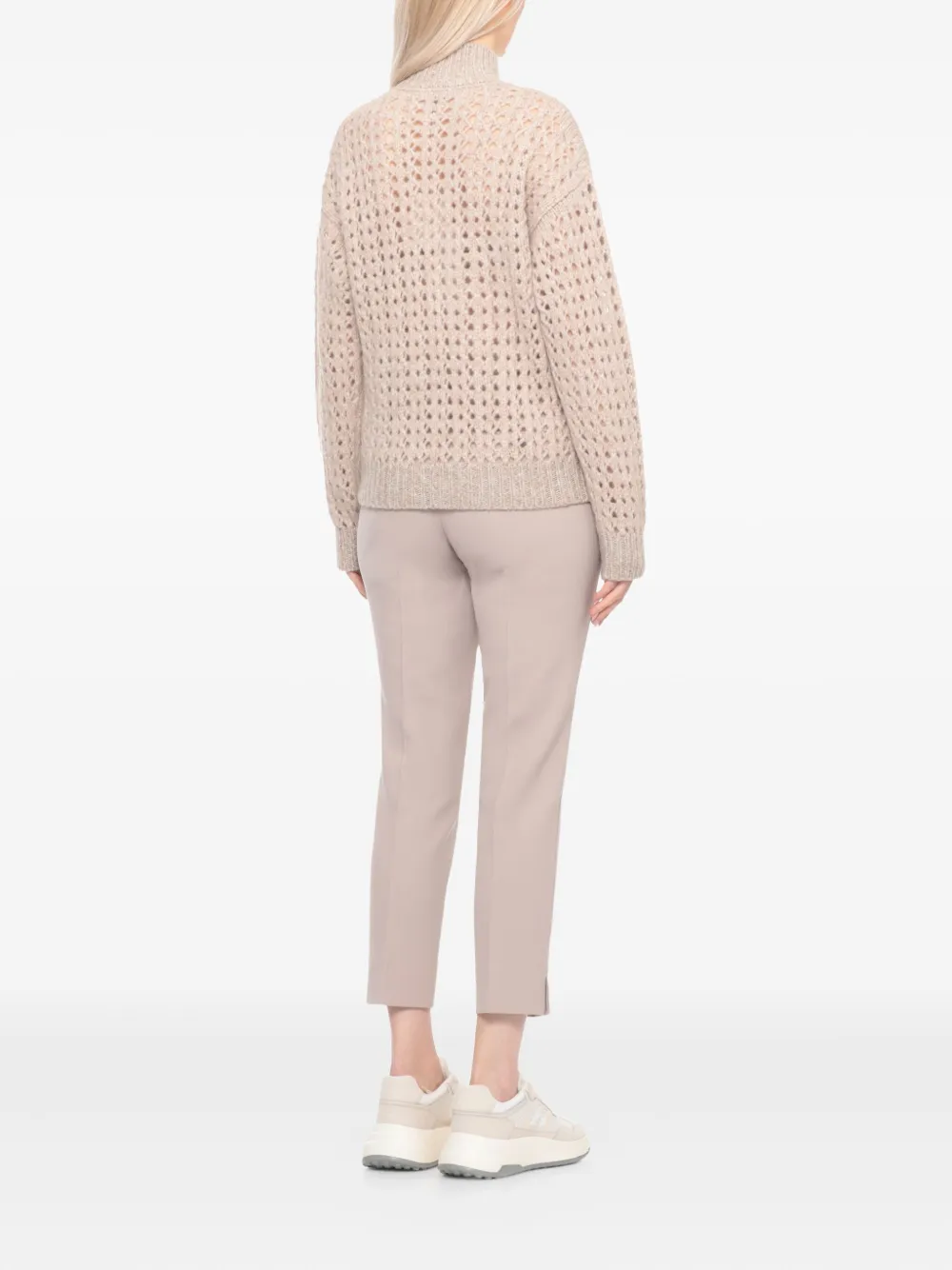 Peserico zip-up open-knit cardigan Beige