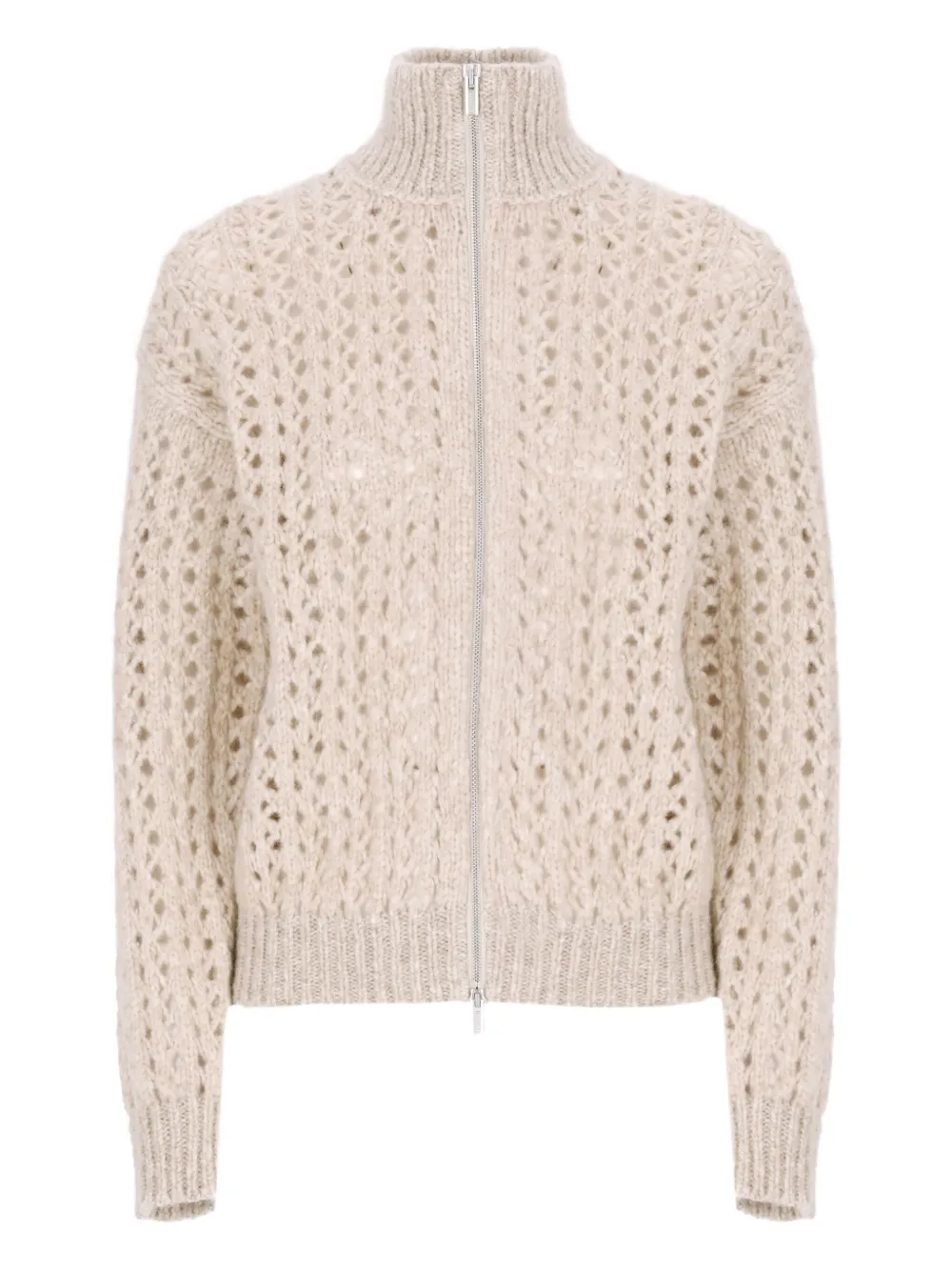 Peserico zip-up open-knit cardigan | Neutrals | Image 1