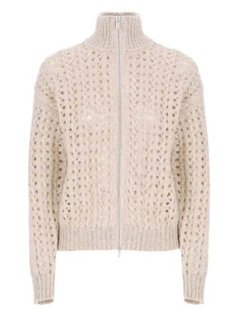 Peserico zip-up open-knit cardigan