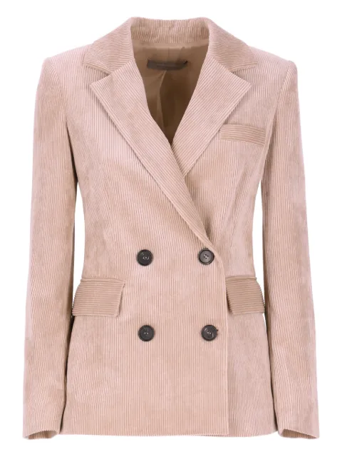 D.Exterior corduroy double-breasted blazer