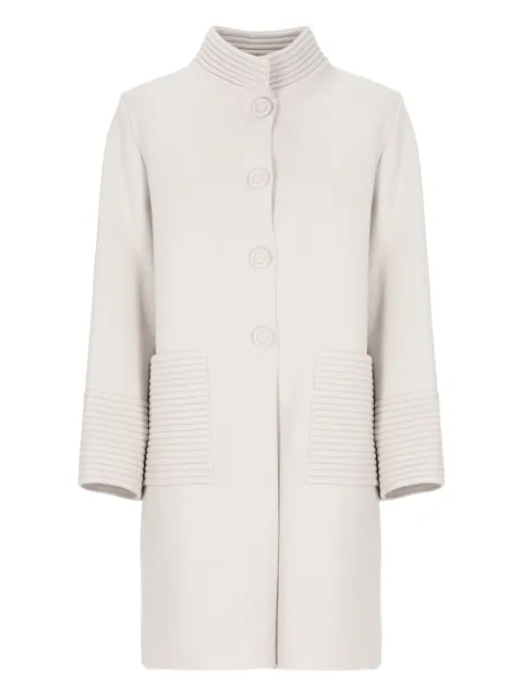 D.Exterior high-neck patch-pocket coat