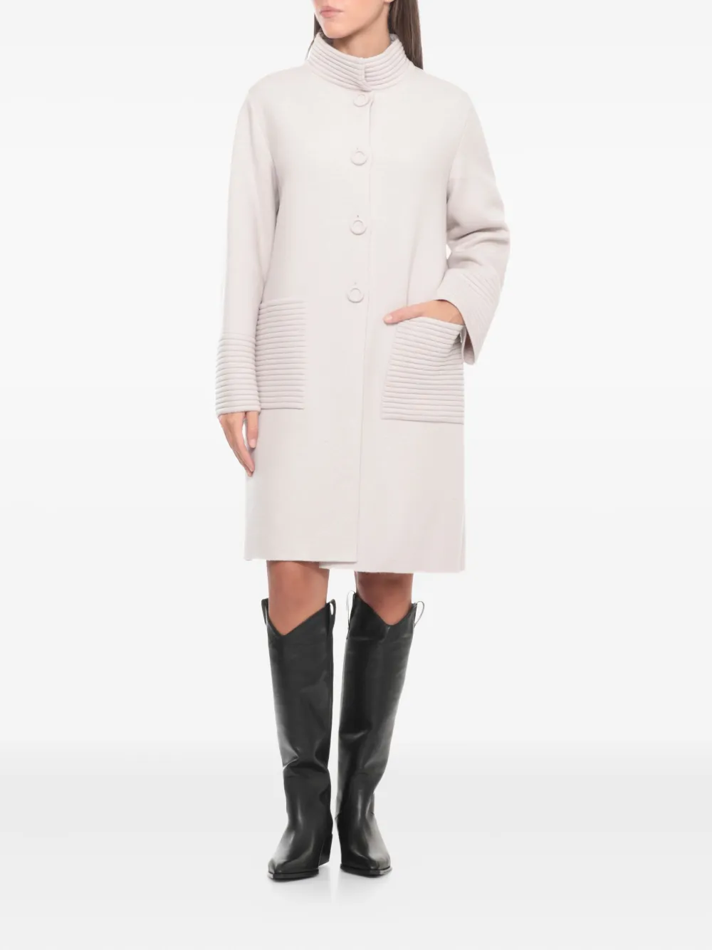 D.Exterior high-neck patch-pocket coat | Single Breasted Coats | Image 2