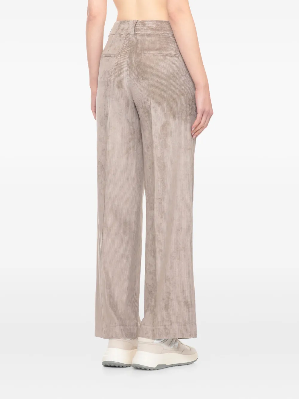 Peserico High Waist Wide Leg Trousers With Pockets In Brown