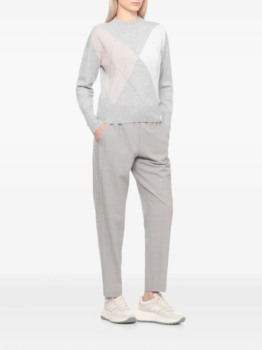 Peserico argyle sweater Grijs