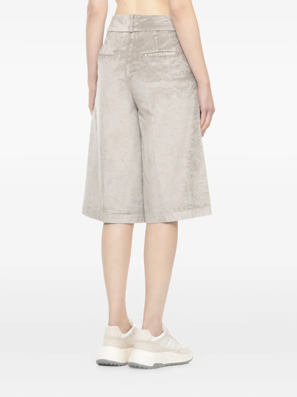 Peserico Wide Leg Trousers Leather Detail In Neutral