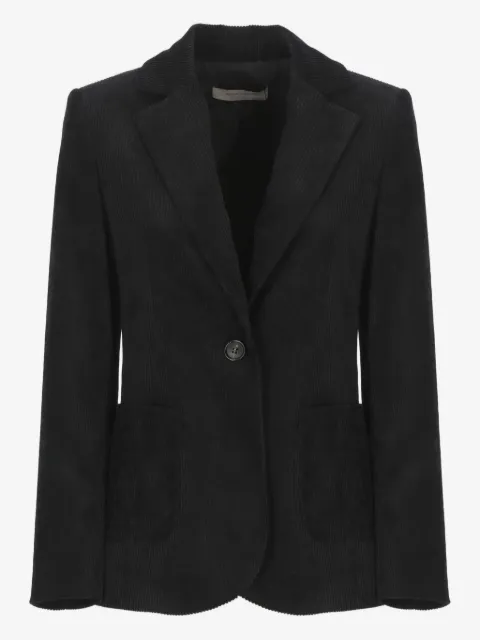 D.Exterior corduroy welt-pocket blazer