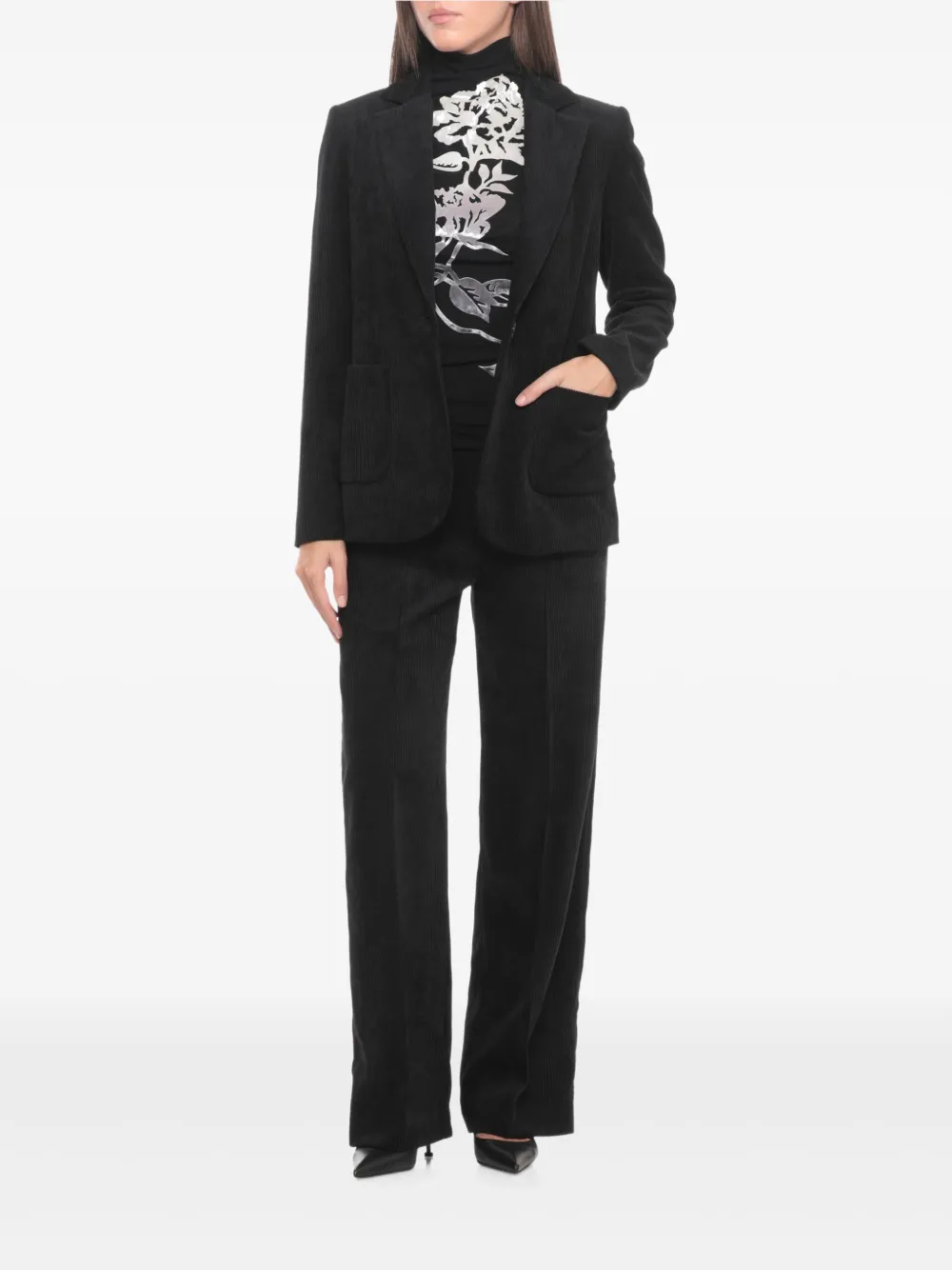 D.Exterior Ribfluwelen blazer met klepzak Zwart