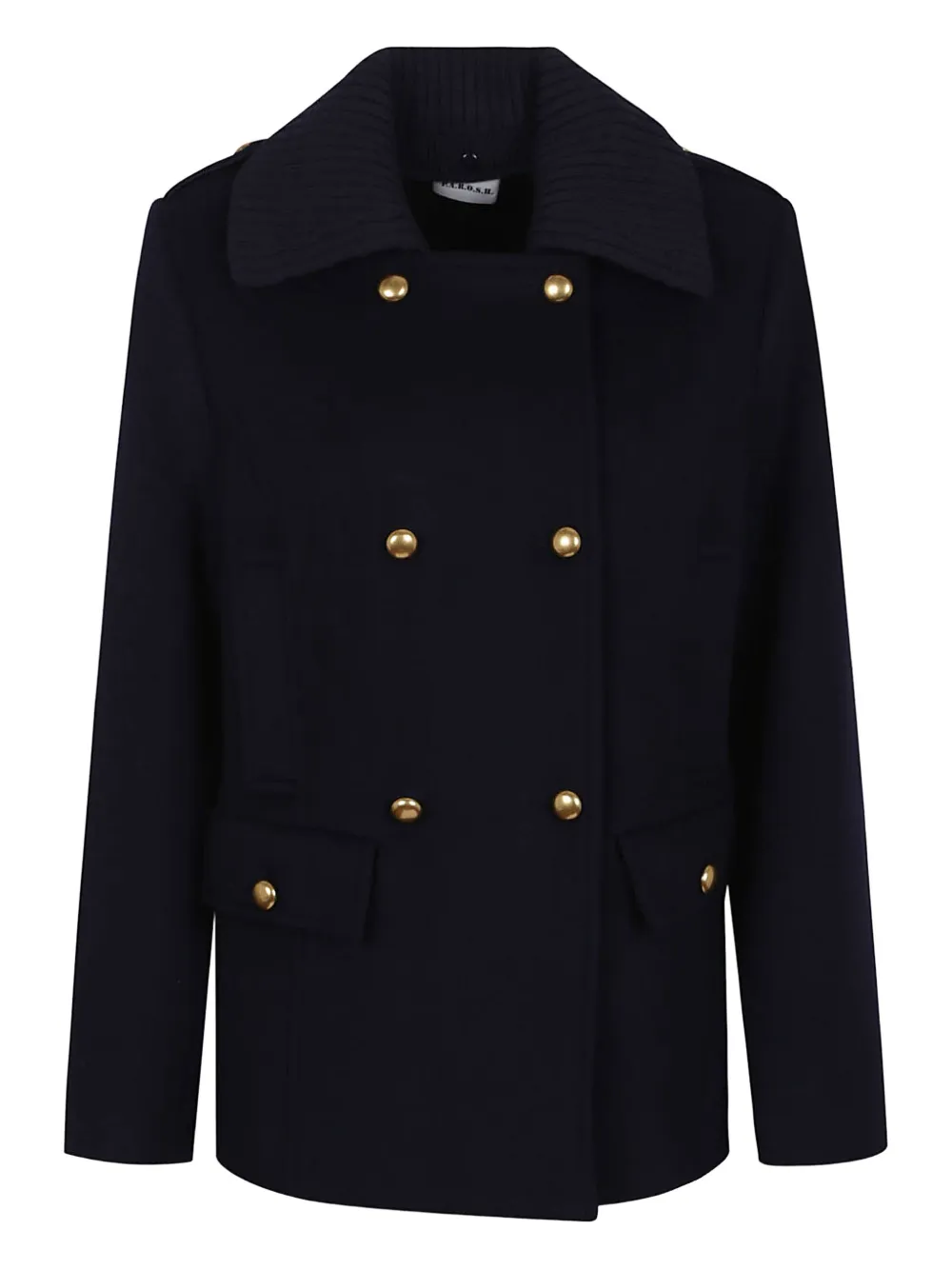 P.a.r.o.s.h Double-breasted Gold-button Peacoat In Blue
