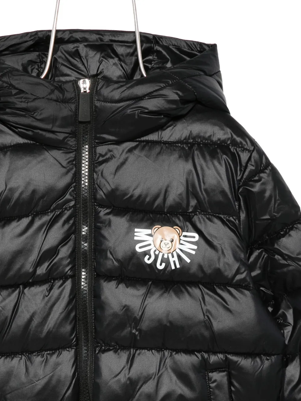 Moschino Kids Gewatteerd jack met logoprint Zwart