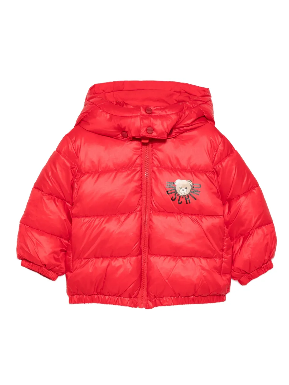 Moschino Kids logo-print puffer jacket Rood