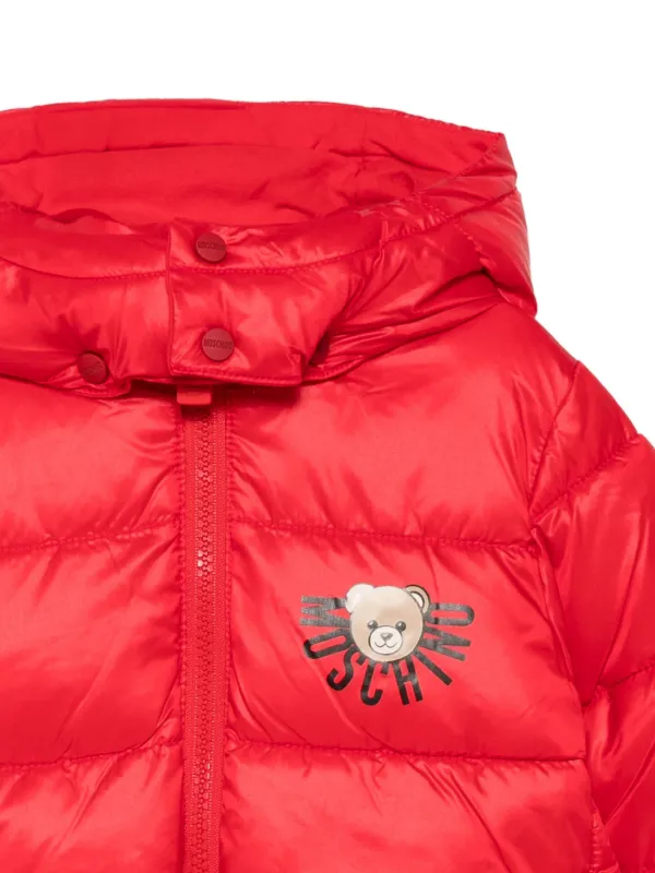 Moschino Kids logo-print Puffer Jacket Red FARFETCH TR