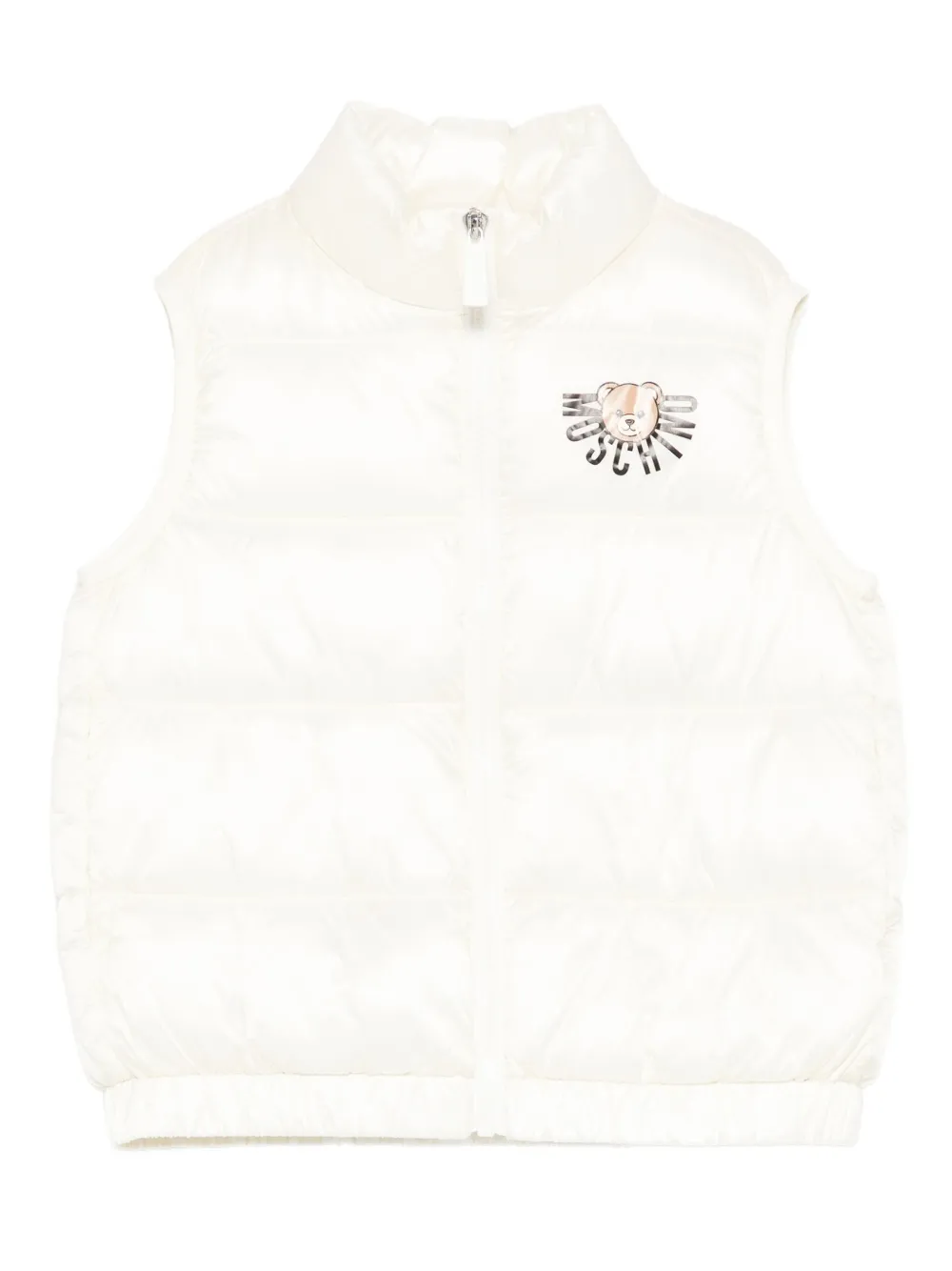 Moschino Kids quilted logo-logo gilet Wit
