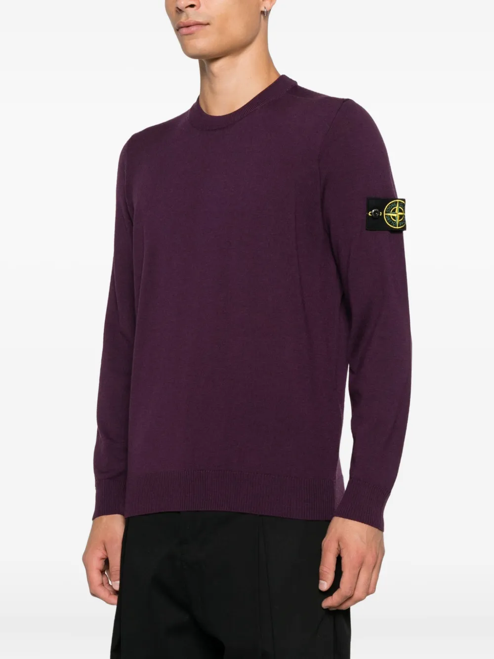 Stone Island Trui van scheerwol met ronde hals Paars