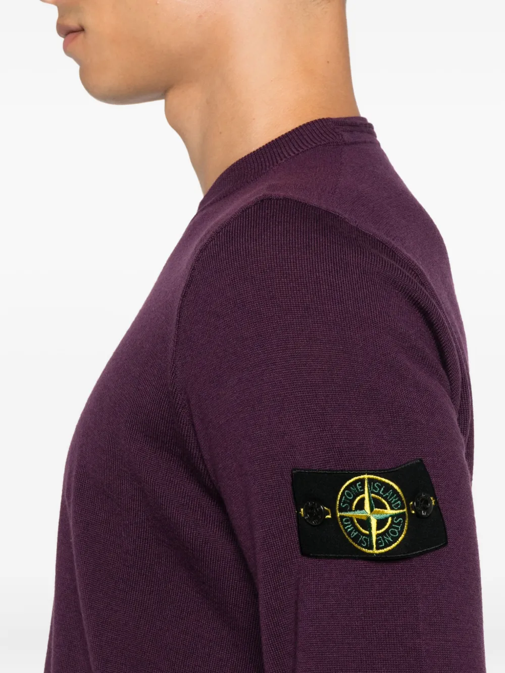 Stone Island Trui van scheerwol met ronde hals Paars
