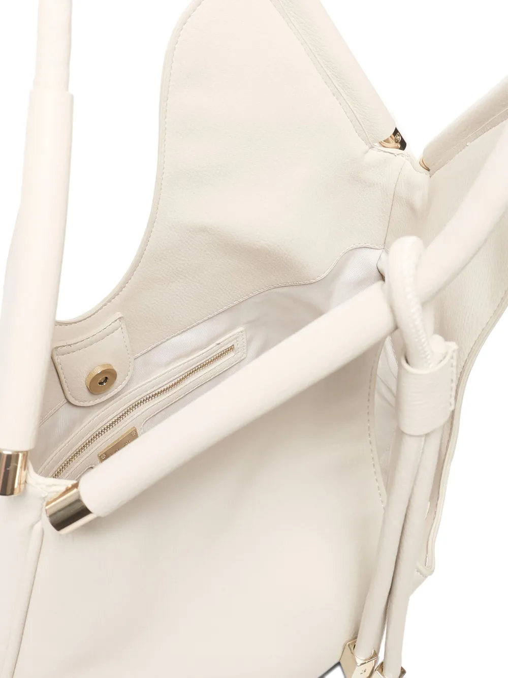 V73 Curved-handle Tote Bag In White