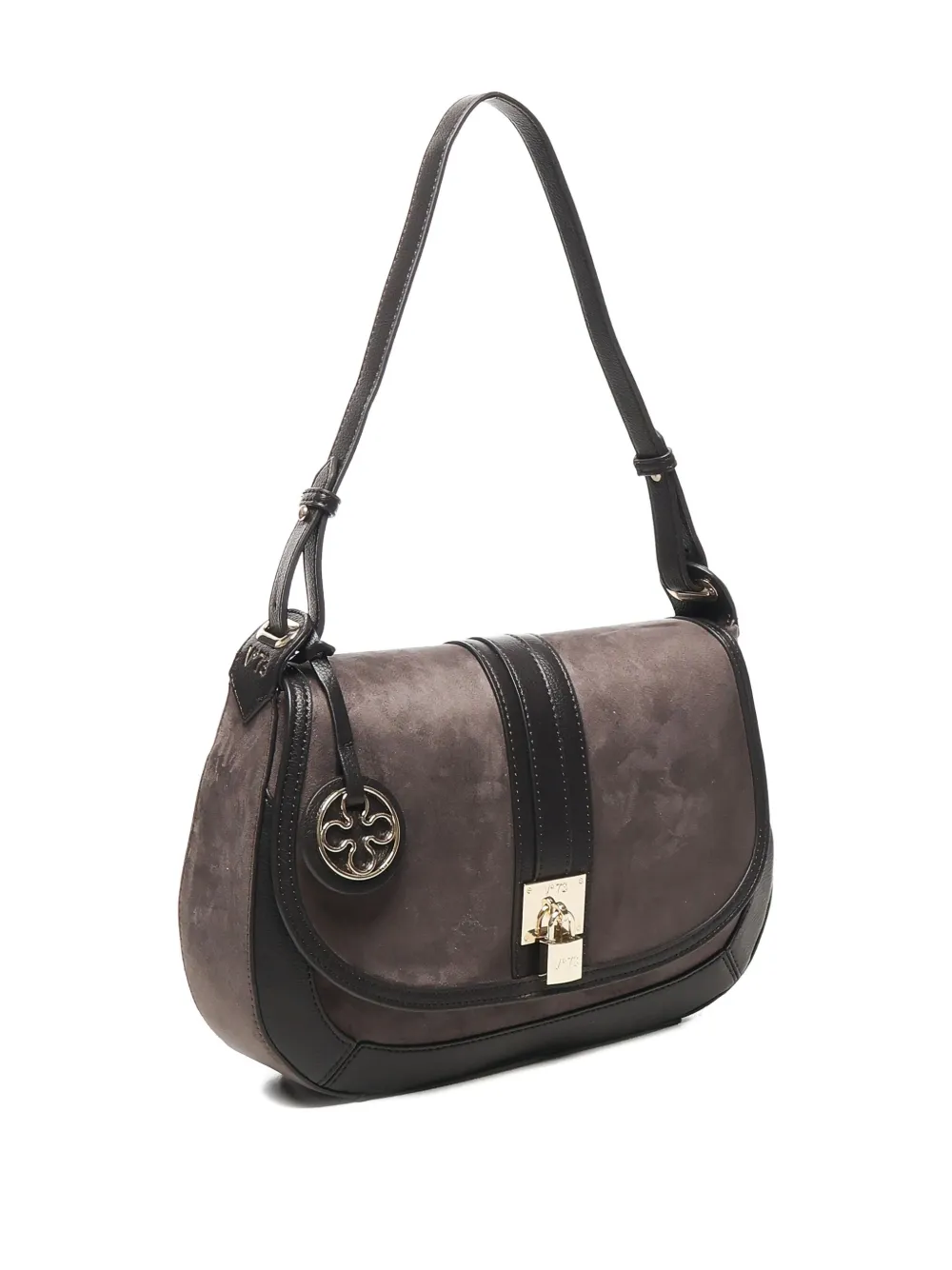 V73 Curved-flap Logo Shoulder Bag In Gray