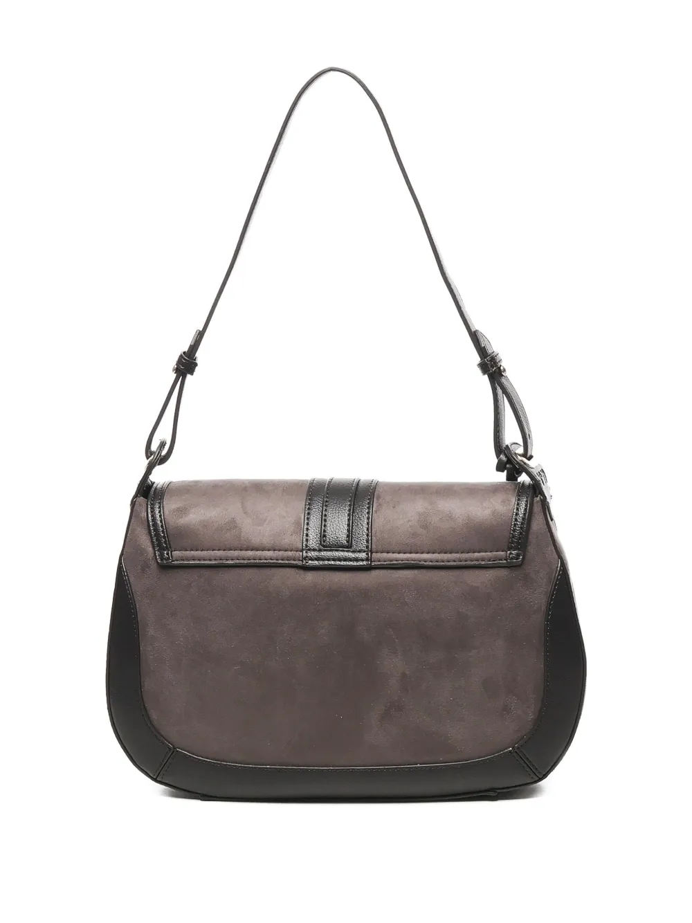 V73 Curved-flap Logo Shoulder Bag In Gray