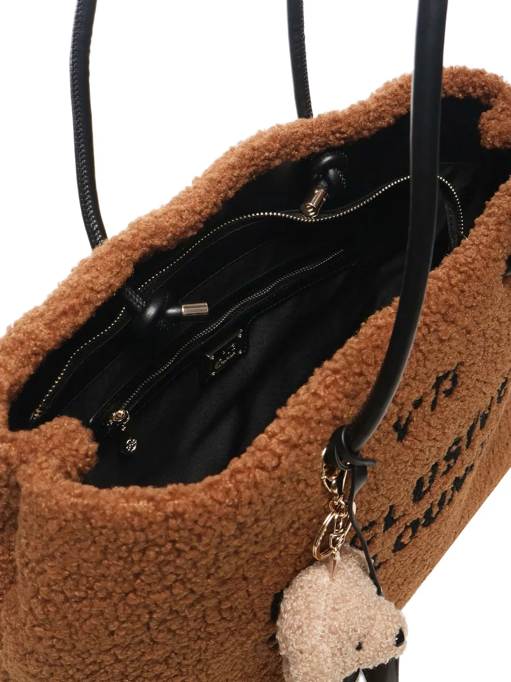 V73 Teddy-textured Tote Bag In Brown