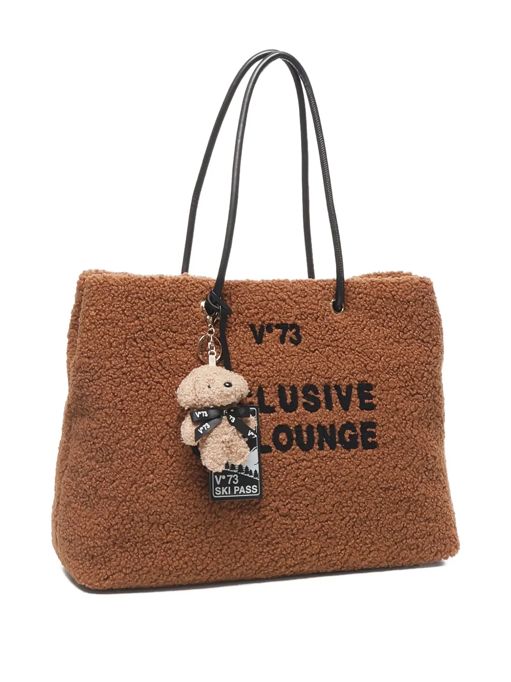 V73 Teddy-textured Tote Bag In Brown