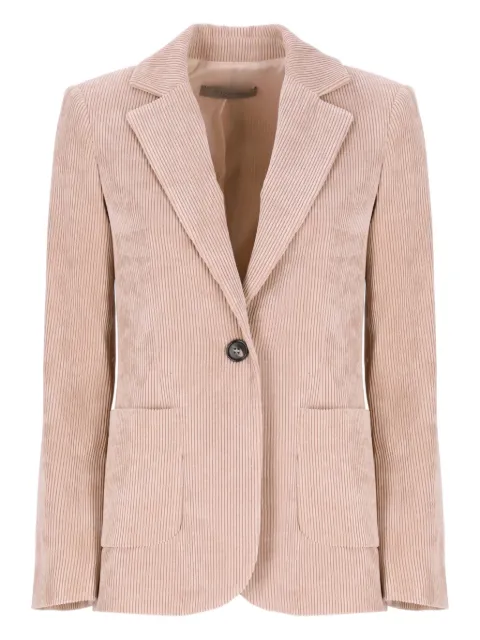 D.Exterior corduroy welt pocket blazer