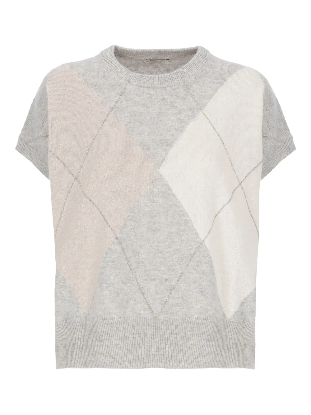 Peserico Argyle Pattern Wool And Silk Top In Gray