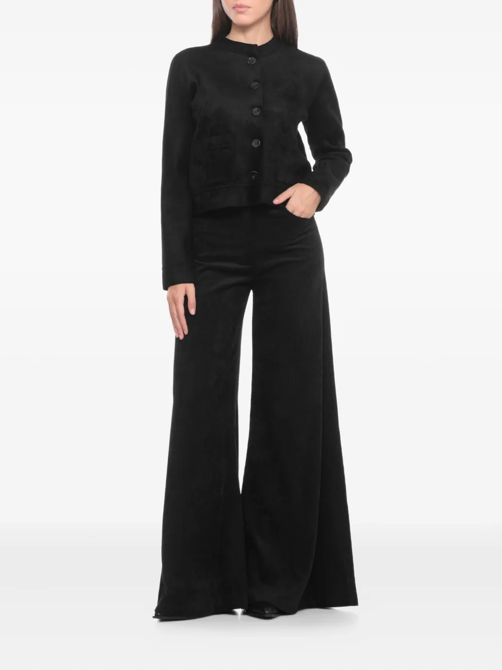 D.Exterior Vest met opgestikte zak met knoop Zwart