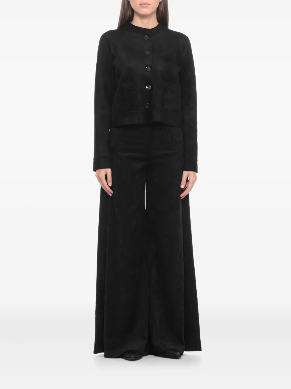 D.Exterior Vest met opgestikte zak met knoop Zwart