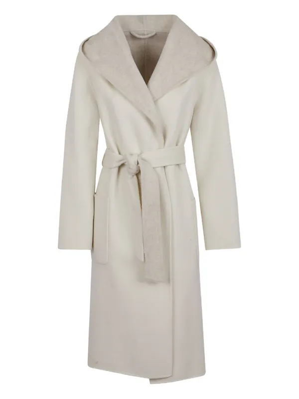 秋*波様 Max Mara ヌートリアファー フード付きコート ベージュ イタリ Fur Trim Max Mara Hooded Wrap Coat Hooded Belted Coat Neutrals