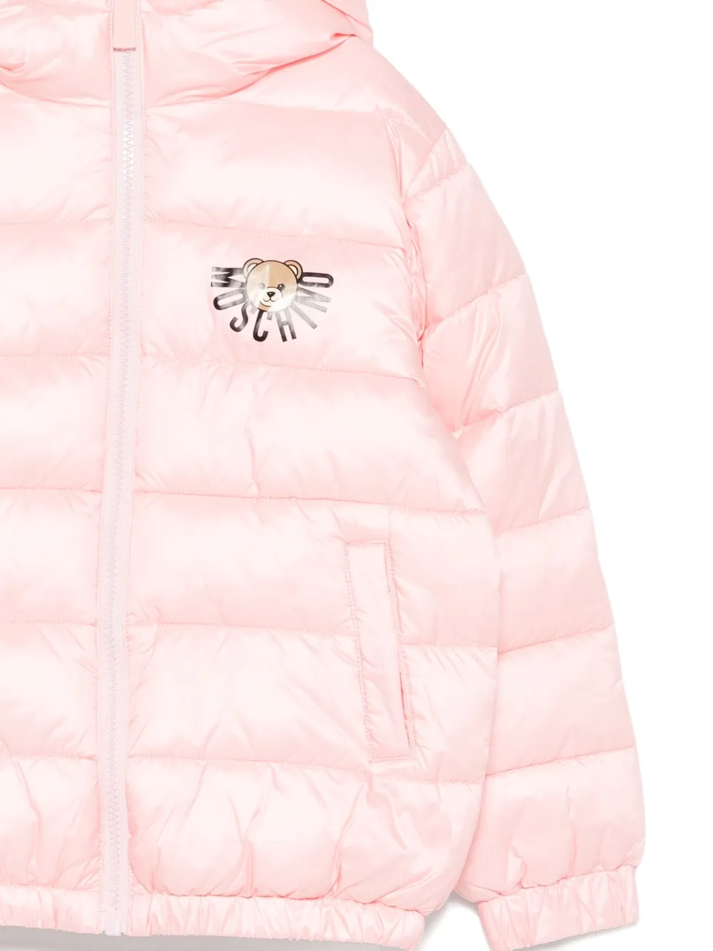 Moschino Kids Gewatteerd jack met logoprint Roze