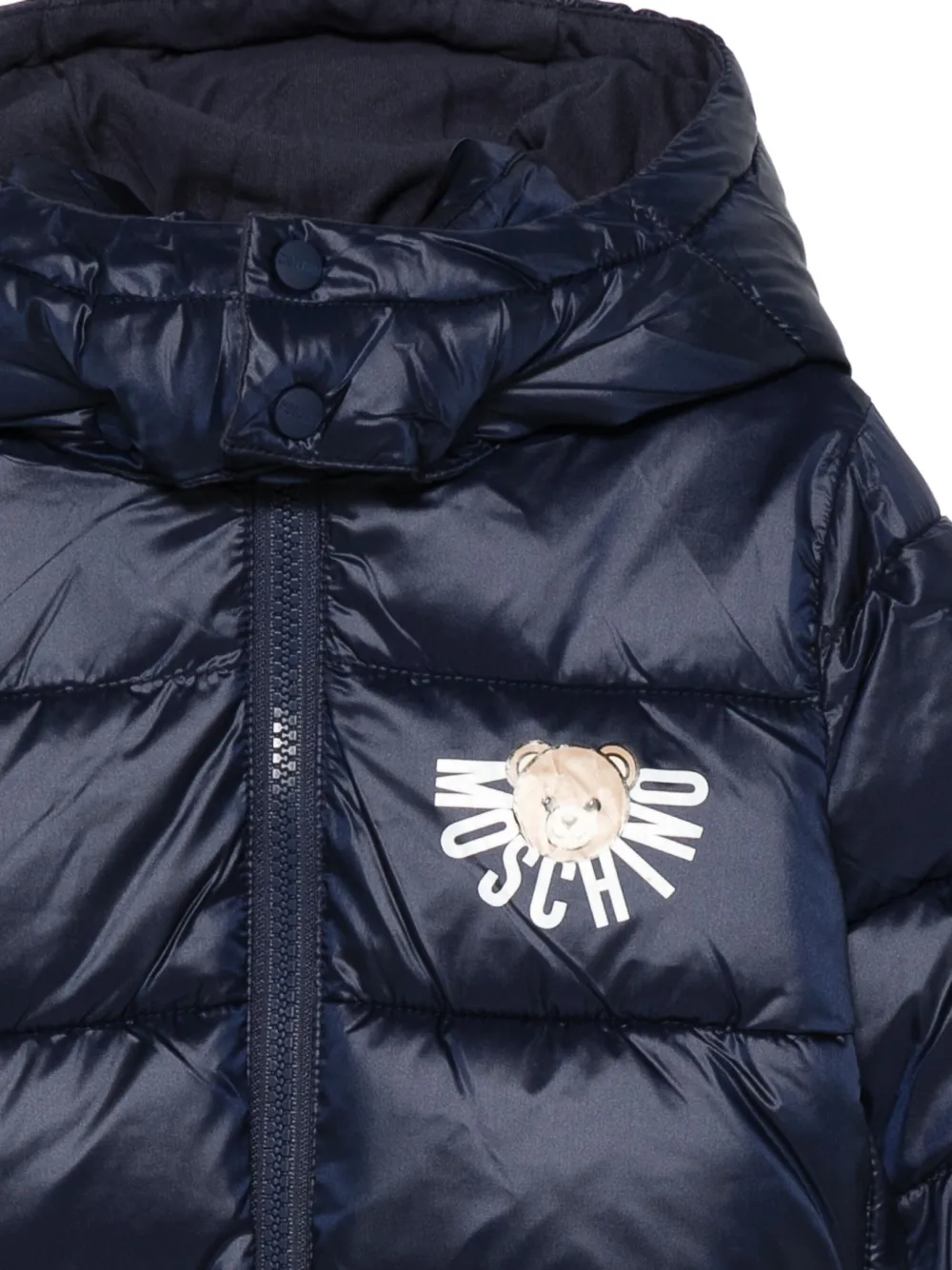 Moschino Kids Gewatteerd jack met logoprint Blauw