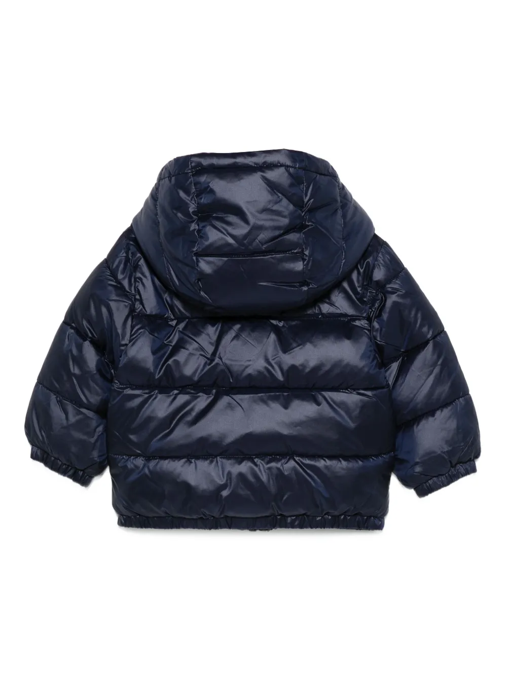 Moschino Kids Gewatteerd jack met logoprint Blauw